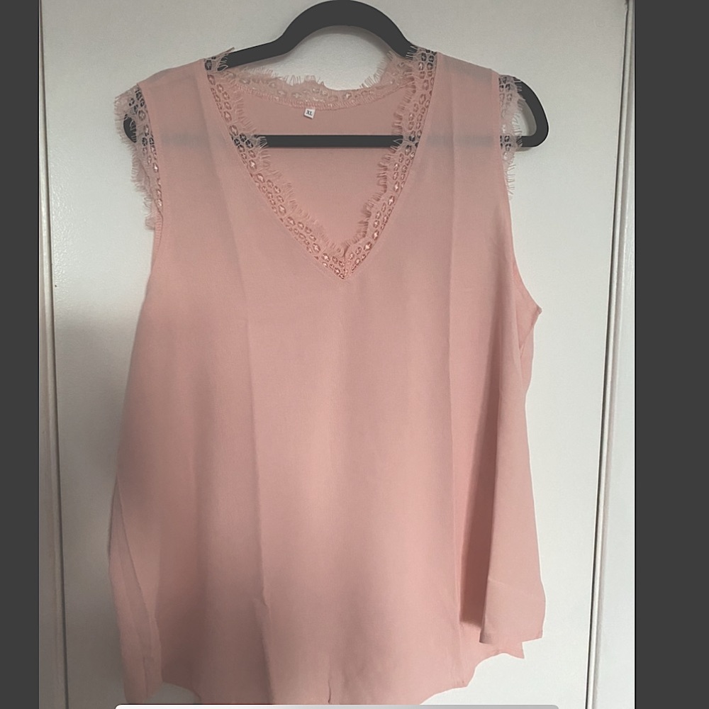 Gorgeous blush lash lace sleeveless blouse